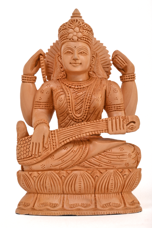 Wooden Carved Swarasvati Devi